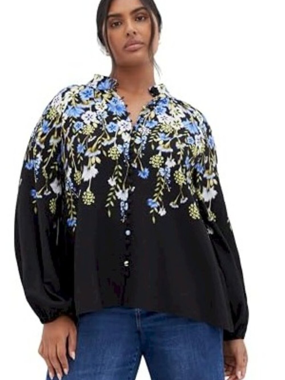 City Chic Lilliana Shirt Black Floral Size 22 New with Tags NWT